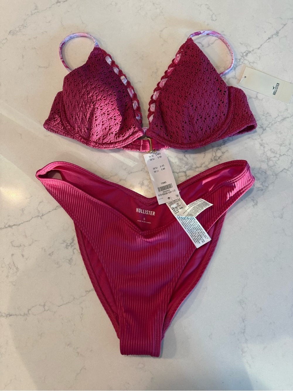Hollister Ribbed Pink Bikini Bottom & Top